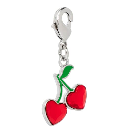 Small Heart Cherries Austrian Crystal Charm by Bead Landing™
